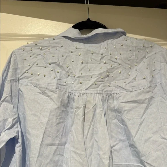 Sky Blue Casual Button Down Shirt - Picture 4 of 4